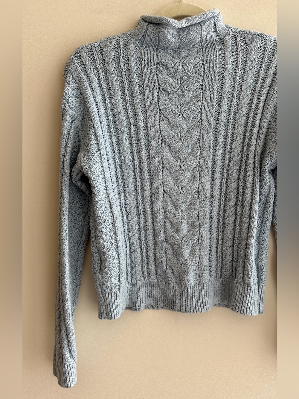 J. Crew Women’s Rollneck Cable Sweater, Light Blue, Size Small, 90s Sweater - Picture 13 of 16